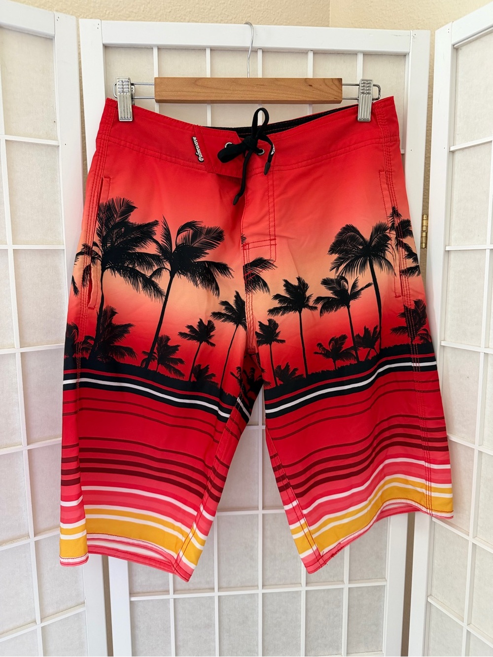 Palmwave Tropical Colorful Stripe Swim Trunks Shorts Size 30